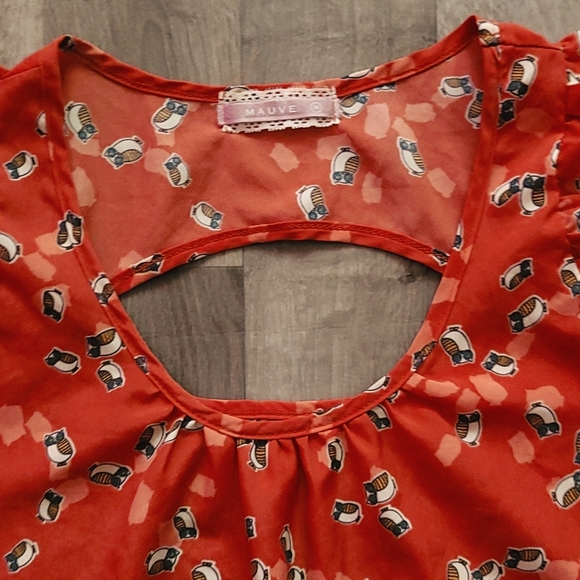 🦉ANTHROPOLOGIE "MAUVE" ORANGE BLOUSE, SZ MEDIUM - Picture 3 of 6